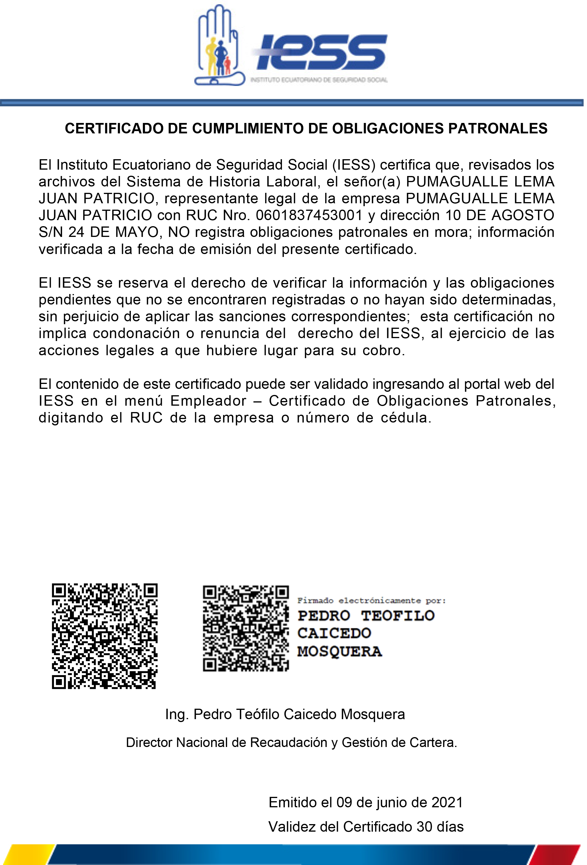 CERTIFICADO IESS