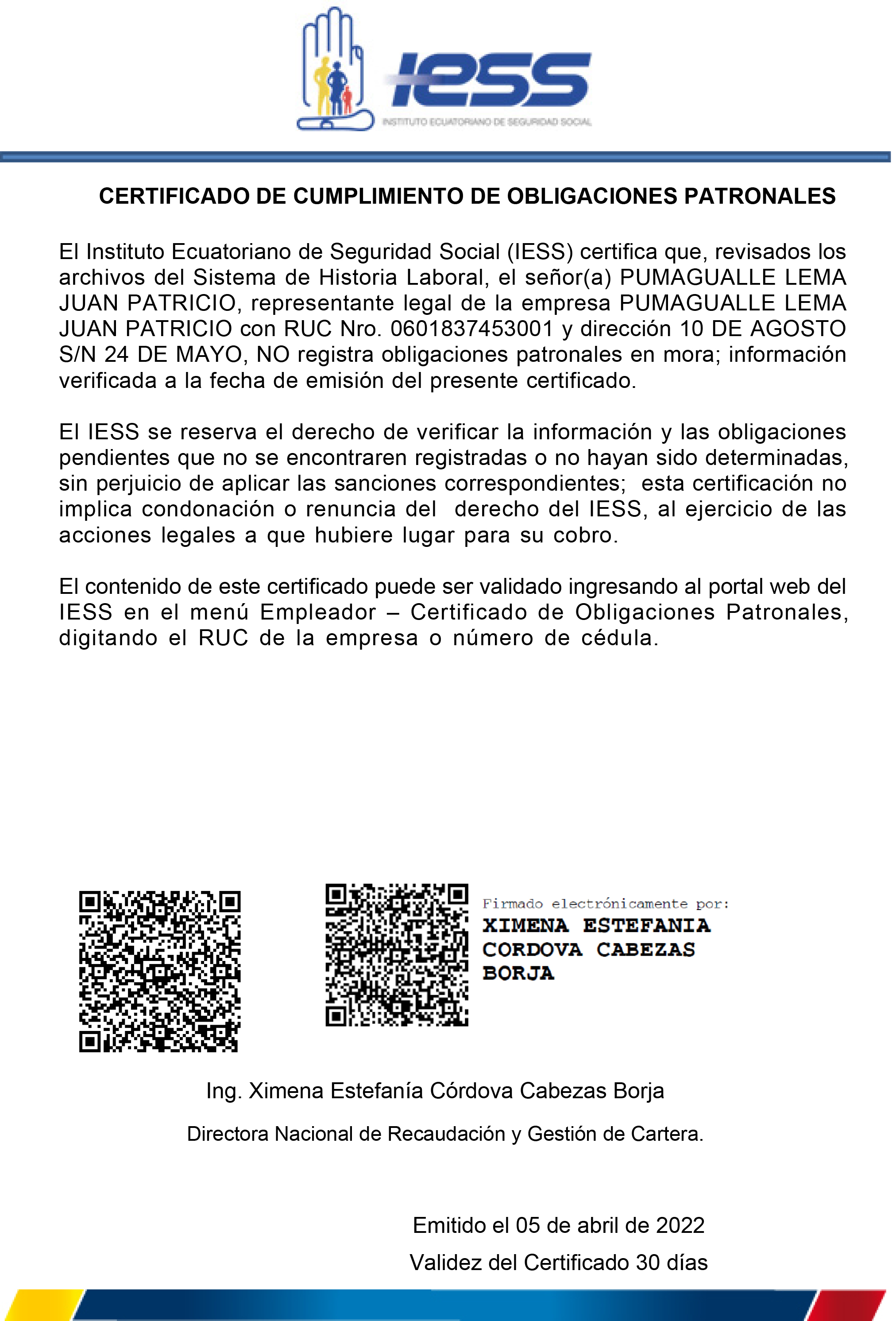 CERTIFICADO IESS 2022a