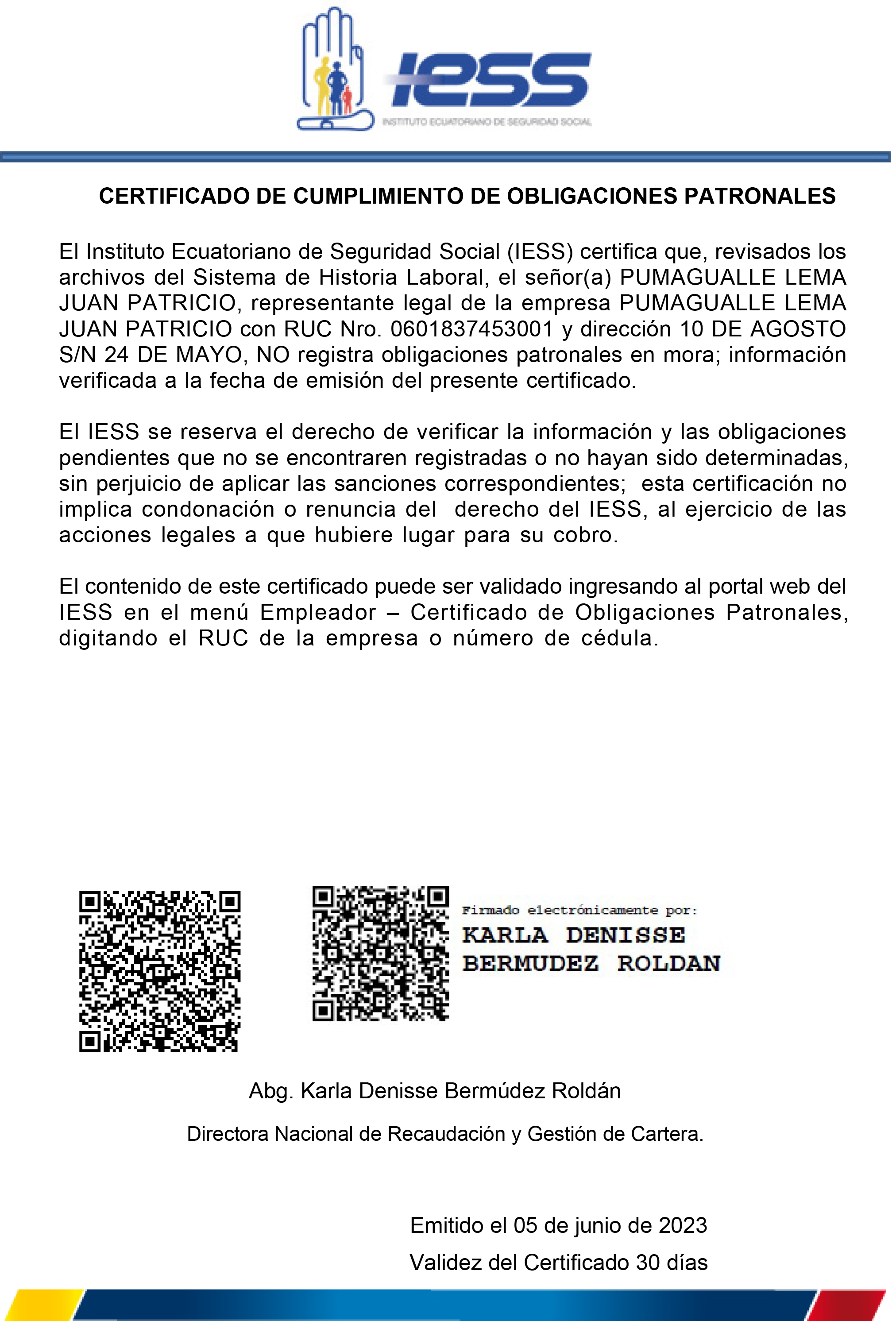 certificado iess2023