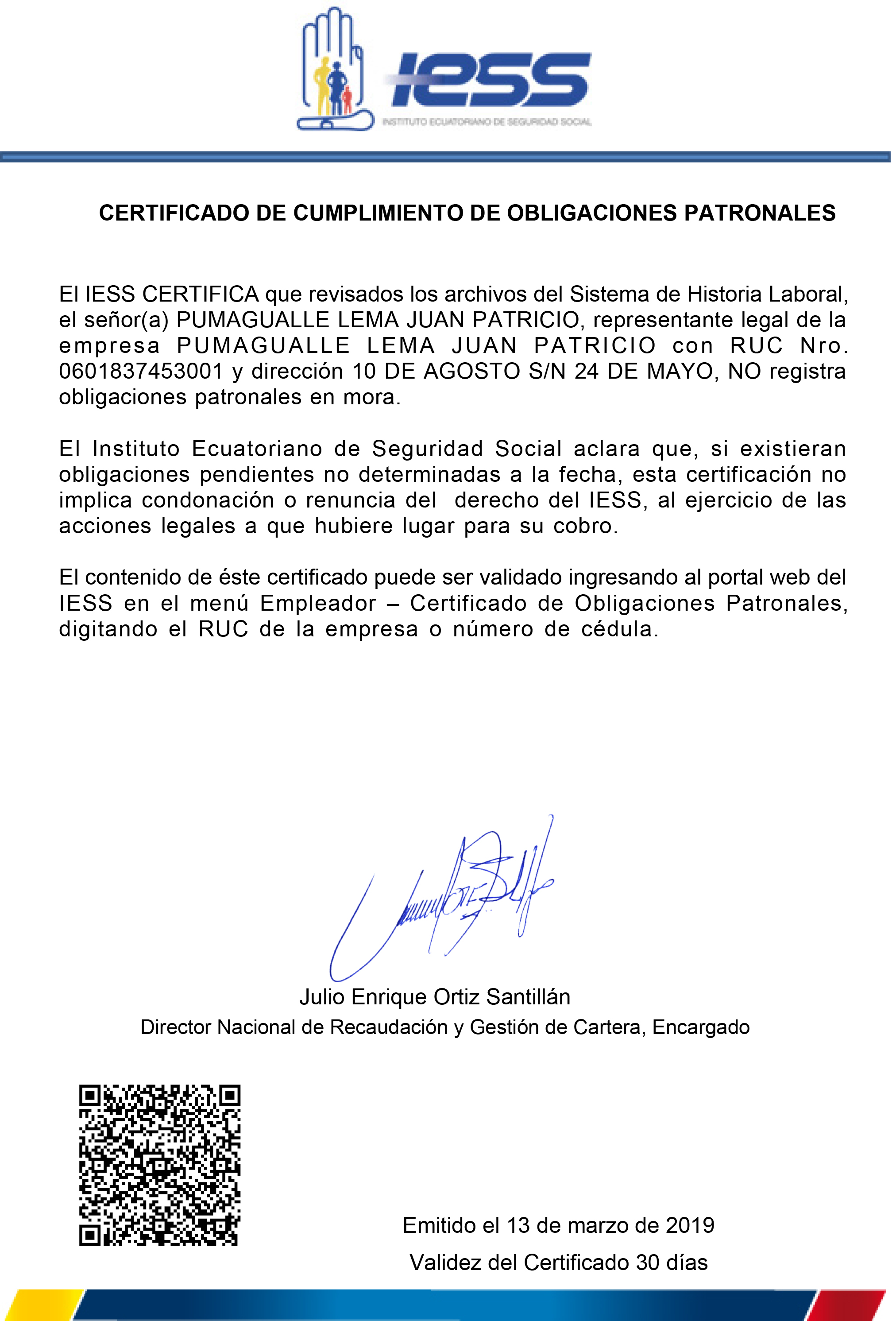 certificado iess